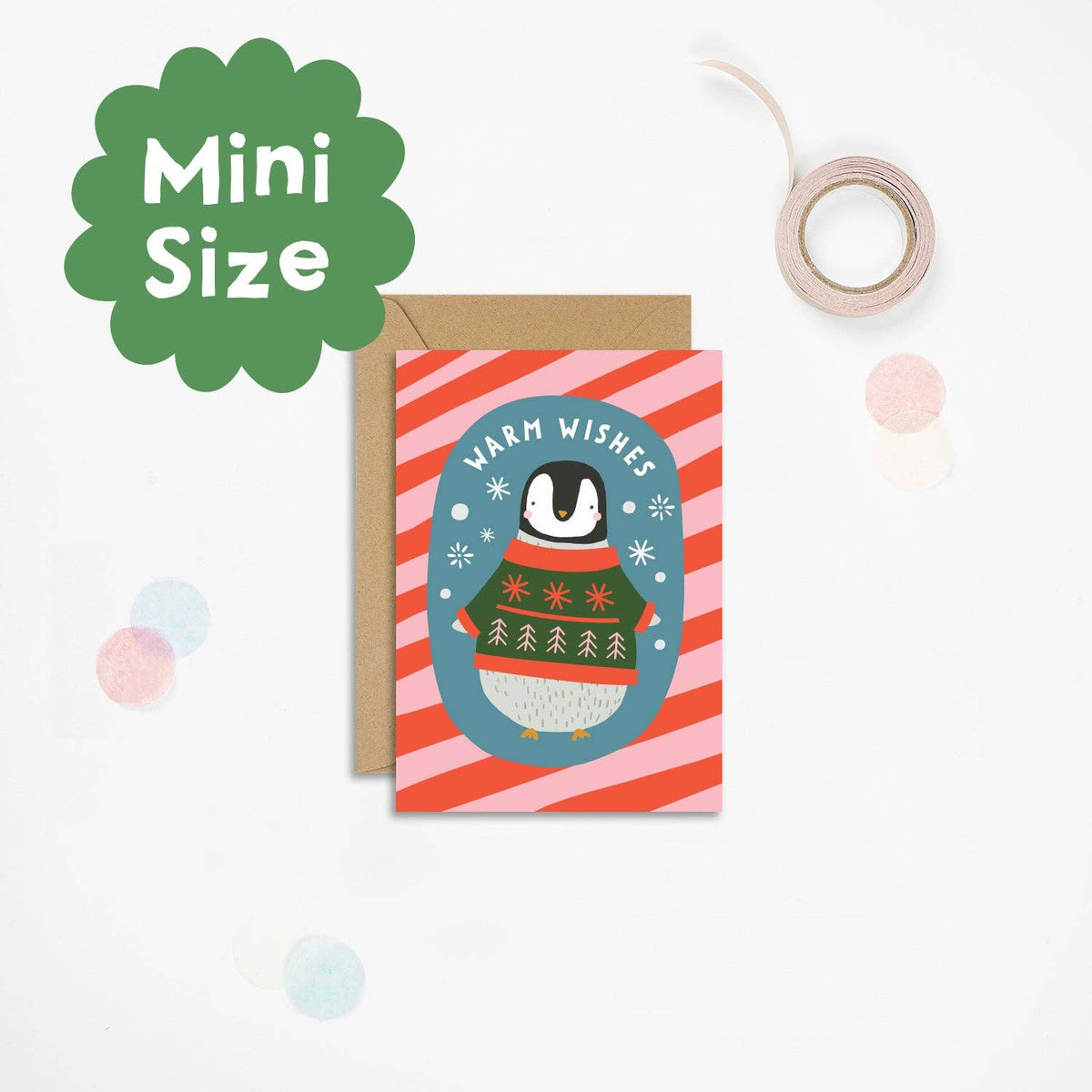 Candy Cane Penguin Mini Card