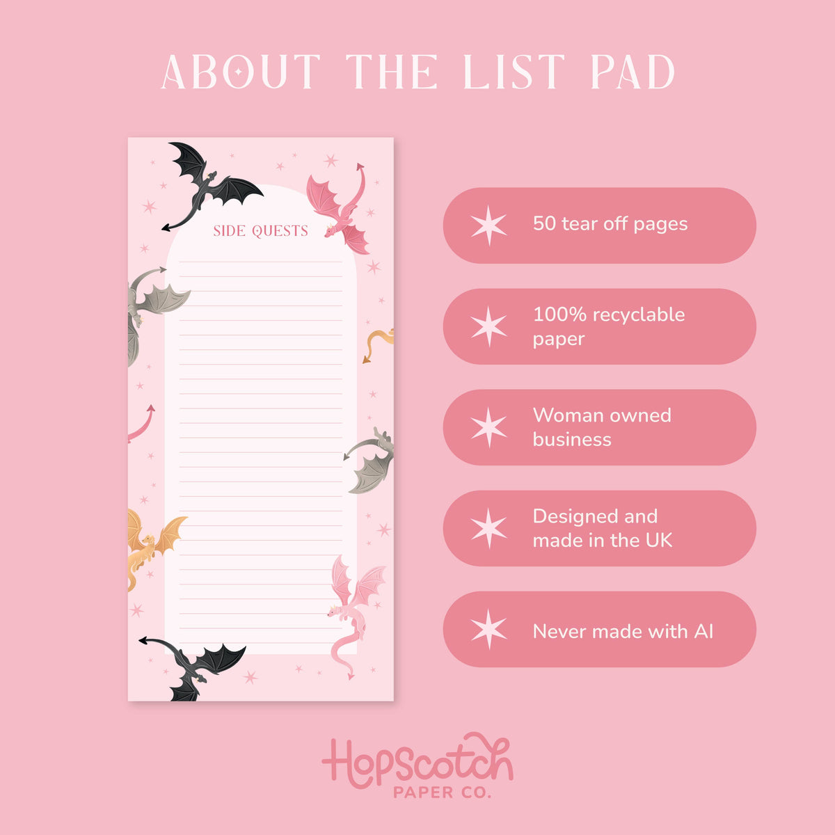 Side Quests List Pad – Fantasy Stationery Gifts