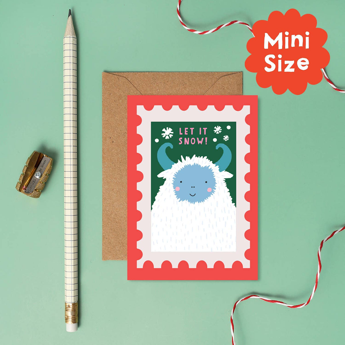 Yeti Stamp Mini Christmas Card | Mini Holiday Card