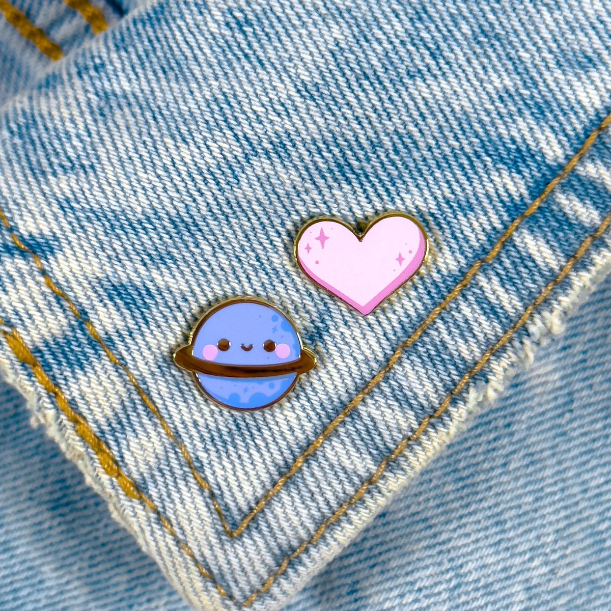 Kawaii Blue Planet Mini Enamel Pin