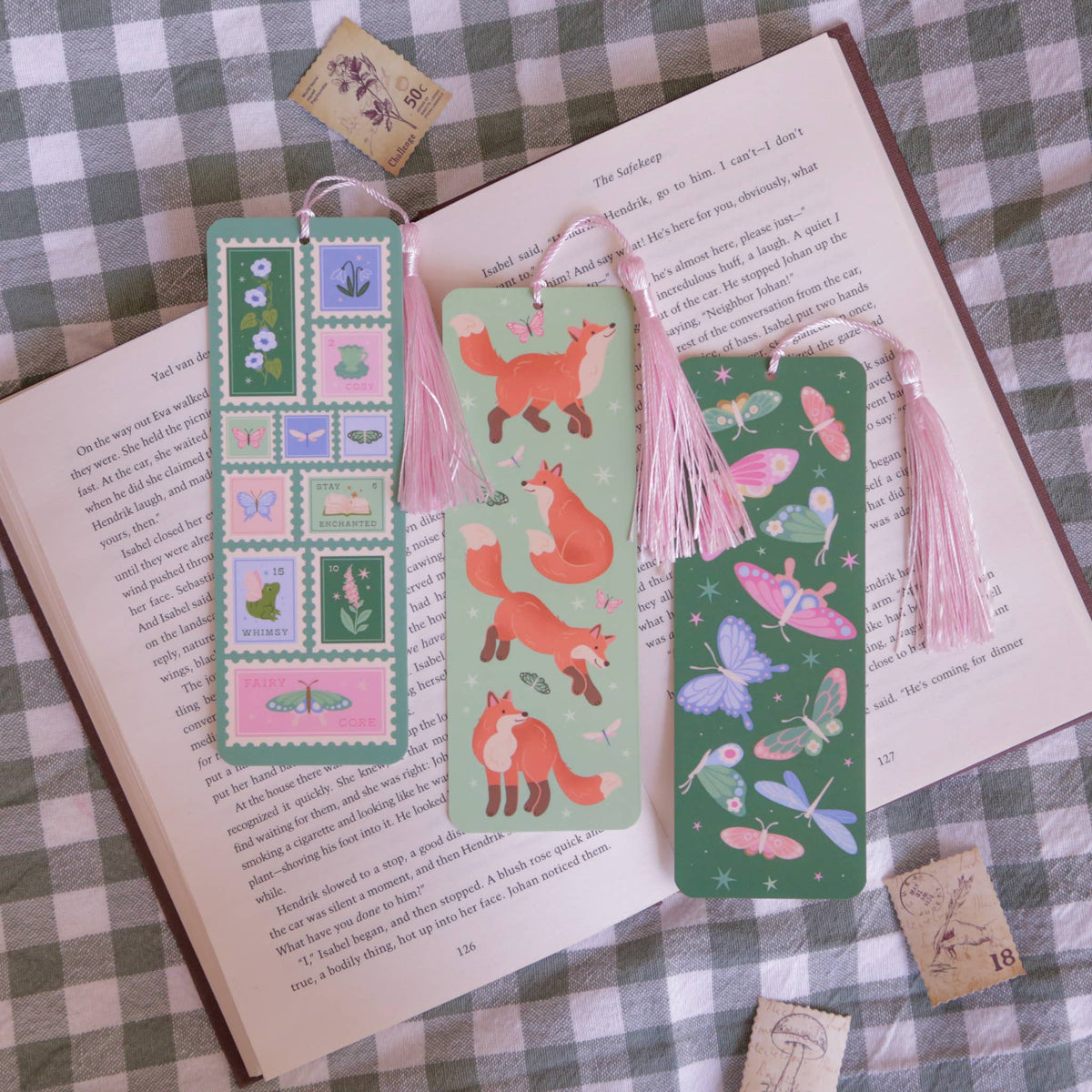 Fantasy Foxes Bookmark, Fantasy Bookmark with Tassel