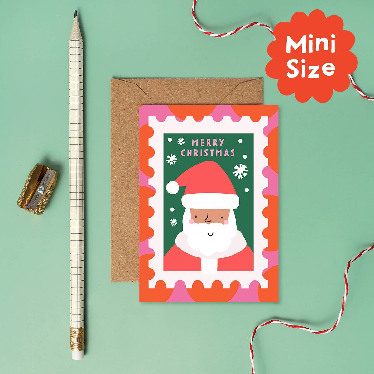 Santa Stamp Mini Christmas Card | Mini Holiday Card