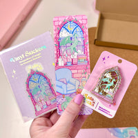 Library Window Liquid Glitter Enamel Pin