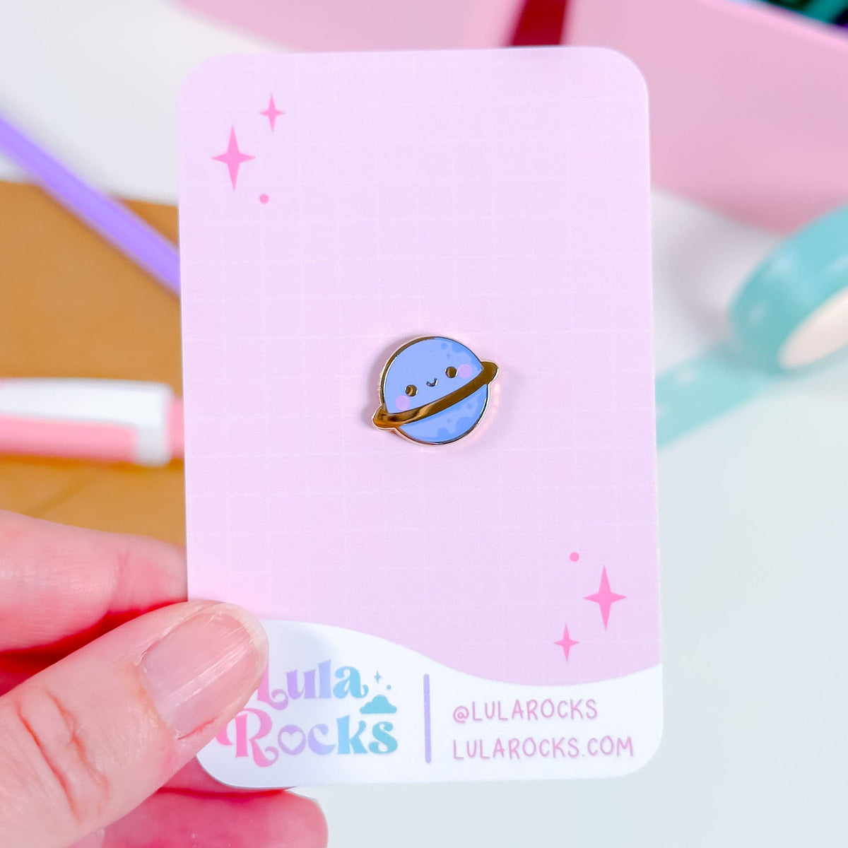 Kawaii Blue Planet Mini Enamel Pin