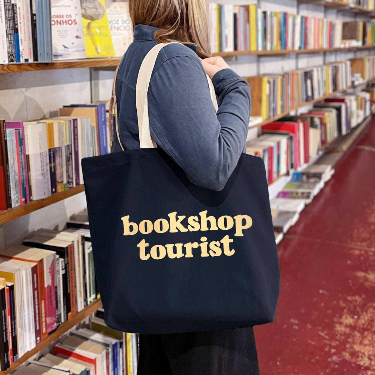 Bookshop Tourist - Midnight Blue Tote Bag