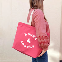 Books and snacks bag - bright pink