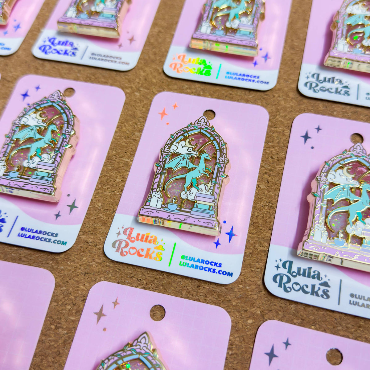Library Window Liquid Glitter Enamel Pin