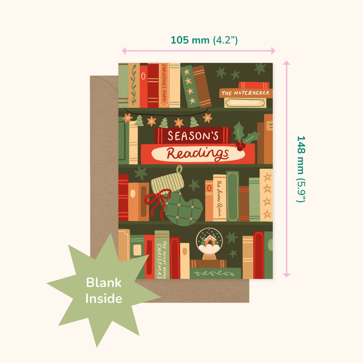 Season's Reading Book Christmas Card Pack - 6 Cards