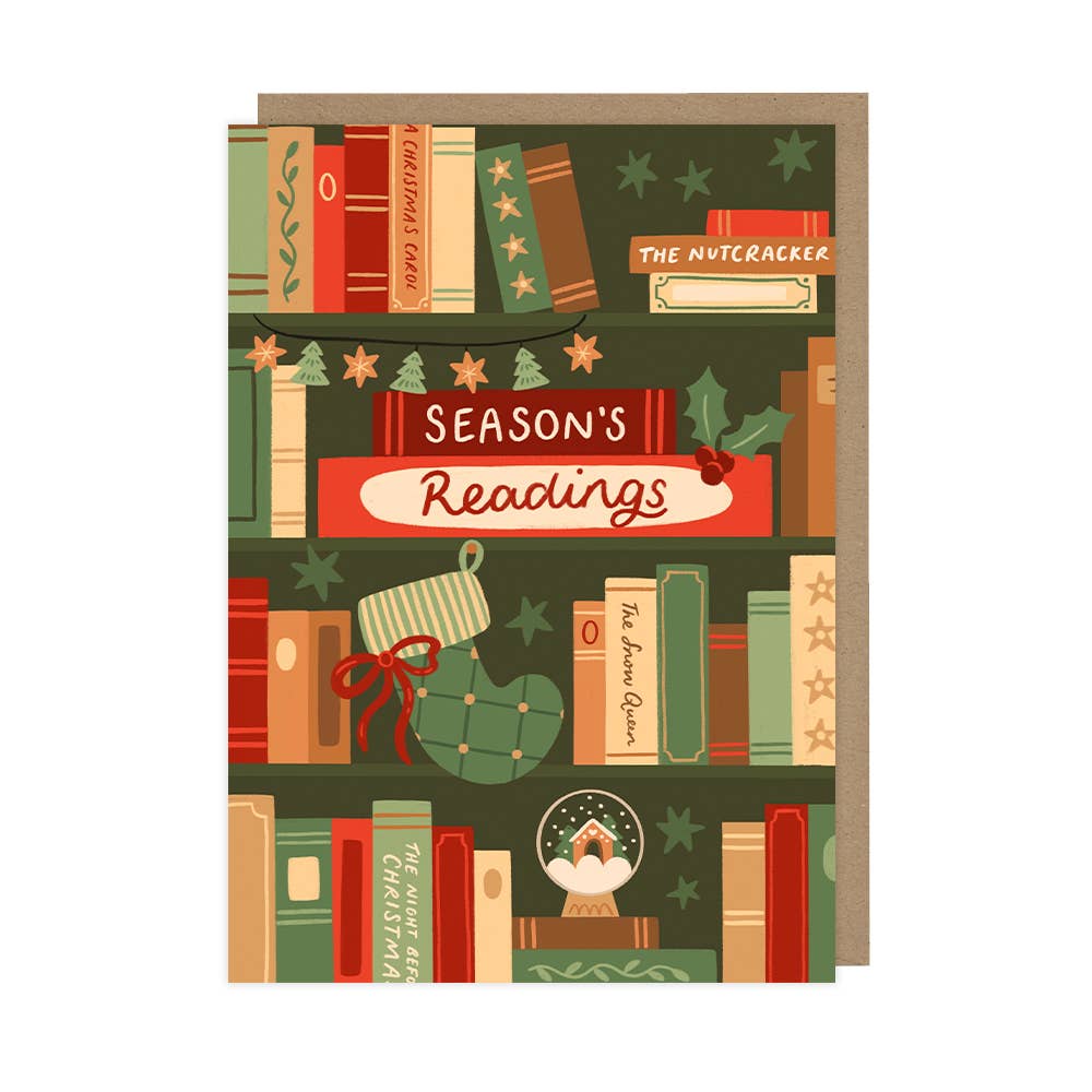 Book Christmas Card – Season’s Readings Book Lover Design