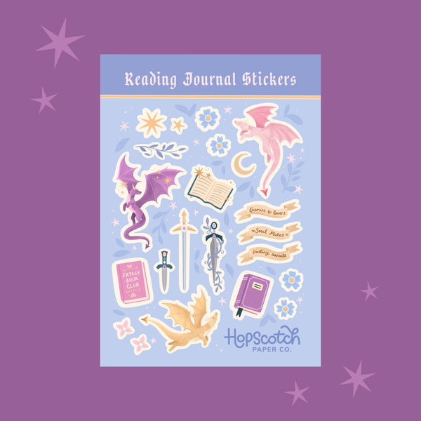 Dragon Reading Journal Sticker Sheet - Fantasy Book Gift