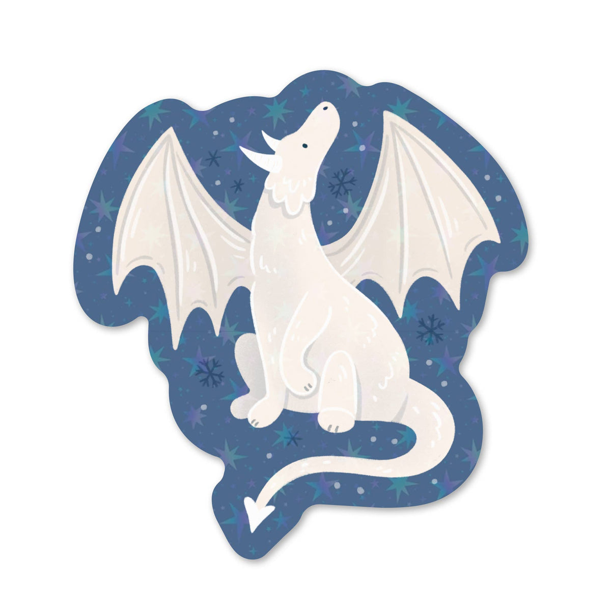 Snow Dragon Holographic Vinyl Sticker - White Dragon