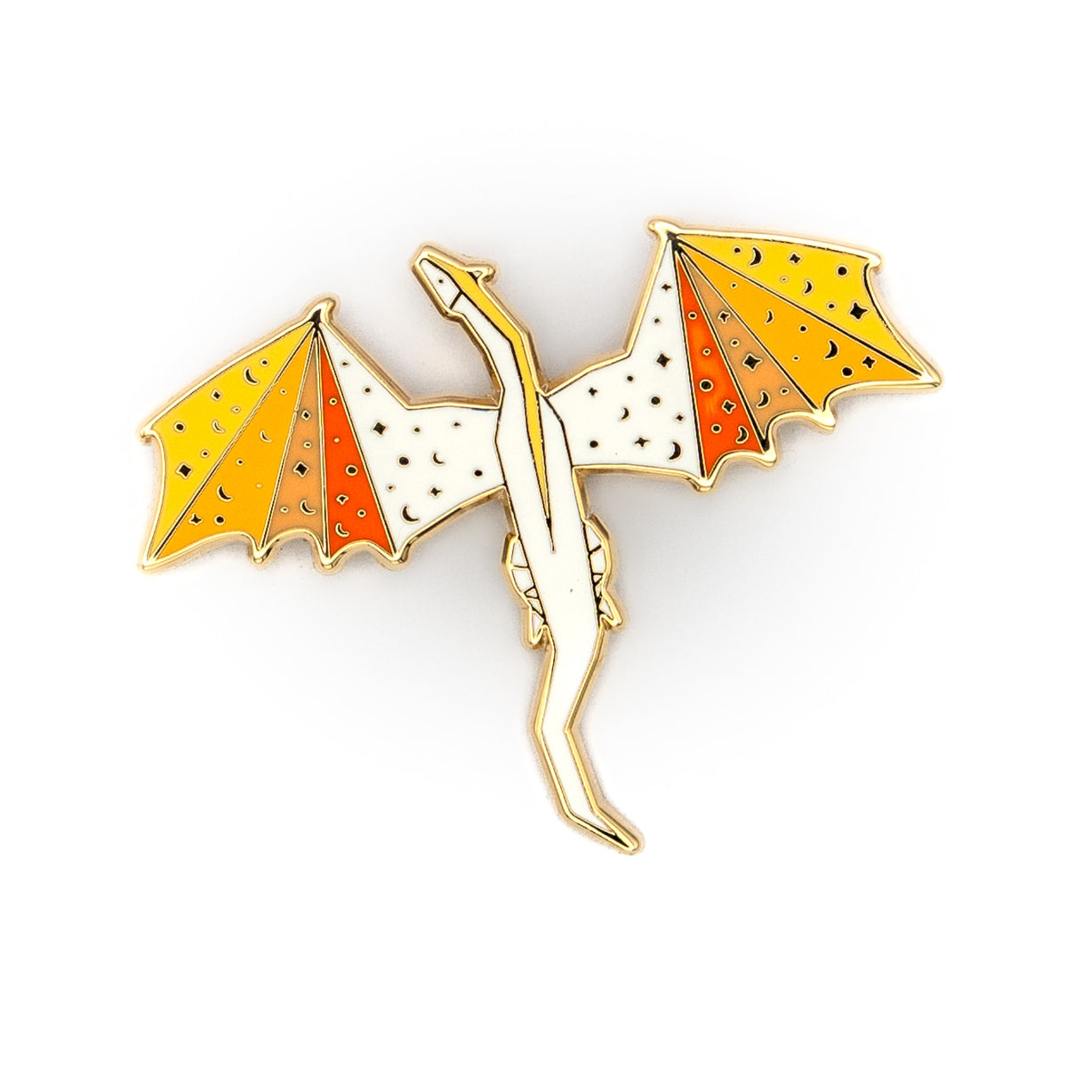 Orange and White Dragon Enamel Pin
